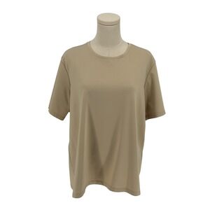 Atlantique Woman 1X Beige Polyester Spandex Tunic Top Short Sleeve Casual Tee